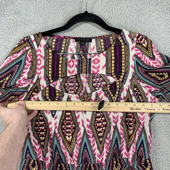 Glam Purple Boho Paisley Multicolor Keyhole Dress Women’s Small Lightweight - Picture 2 of 9